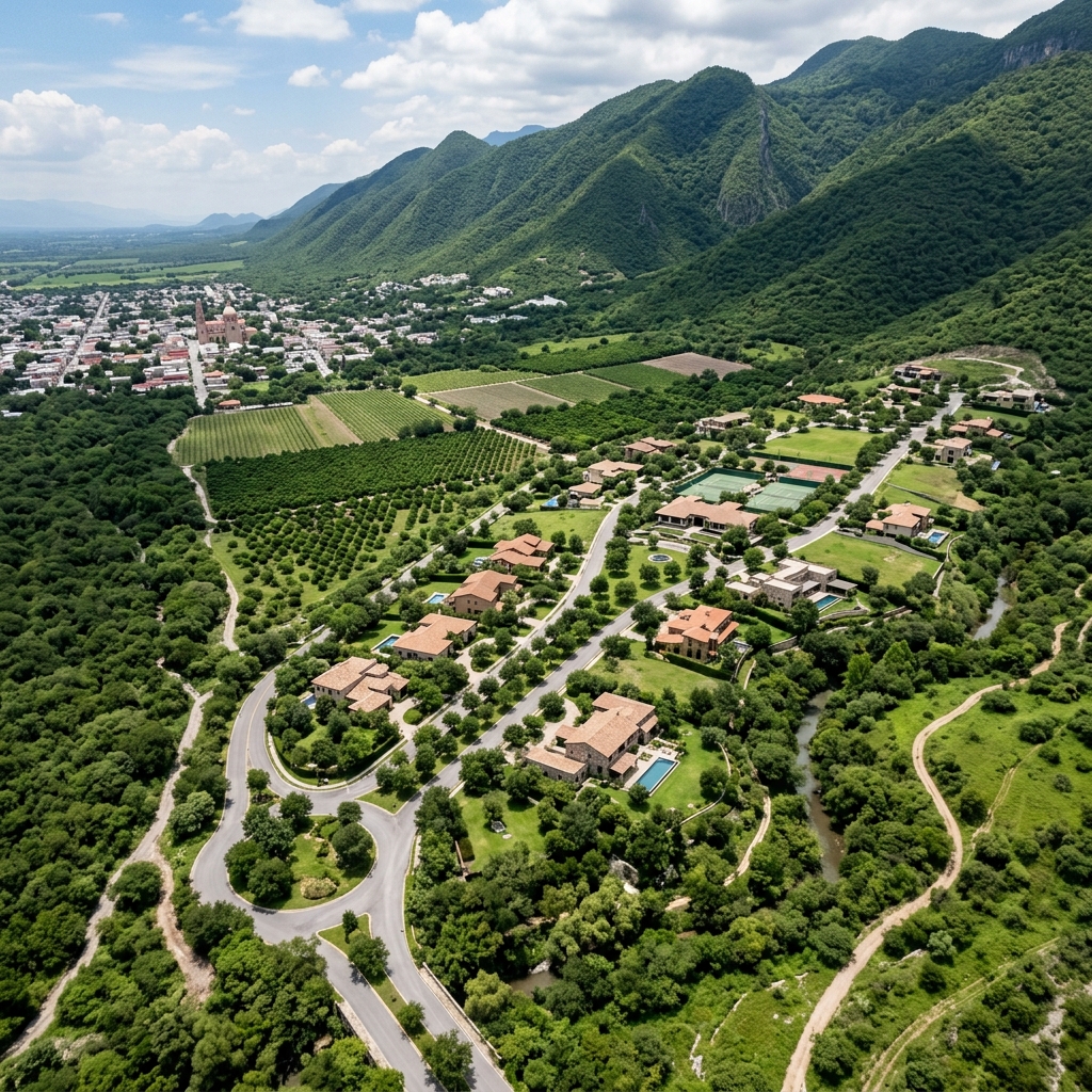 Vista aérea de Montemorelos y terreno